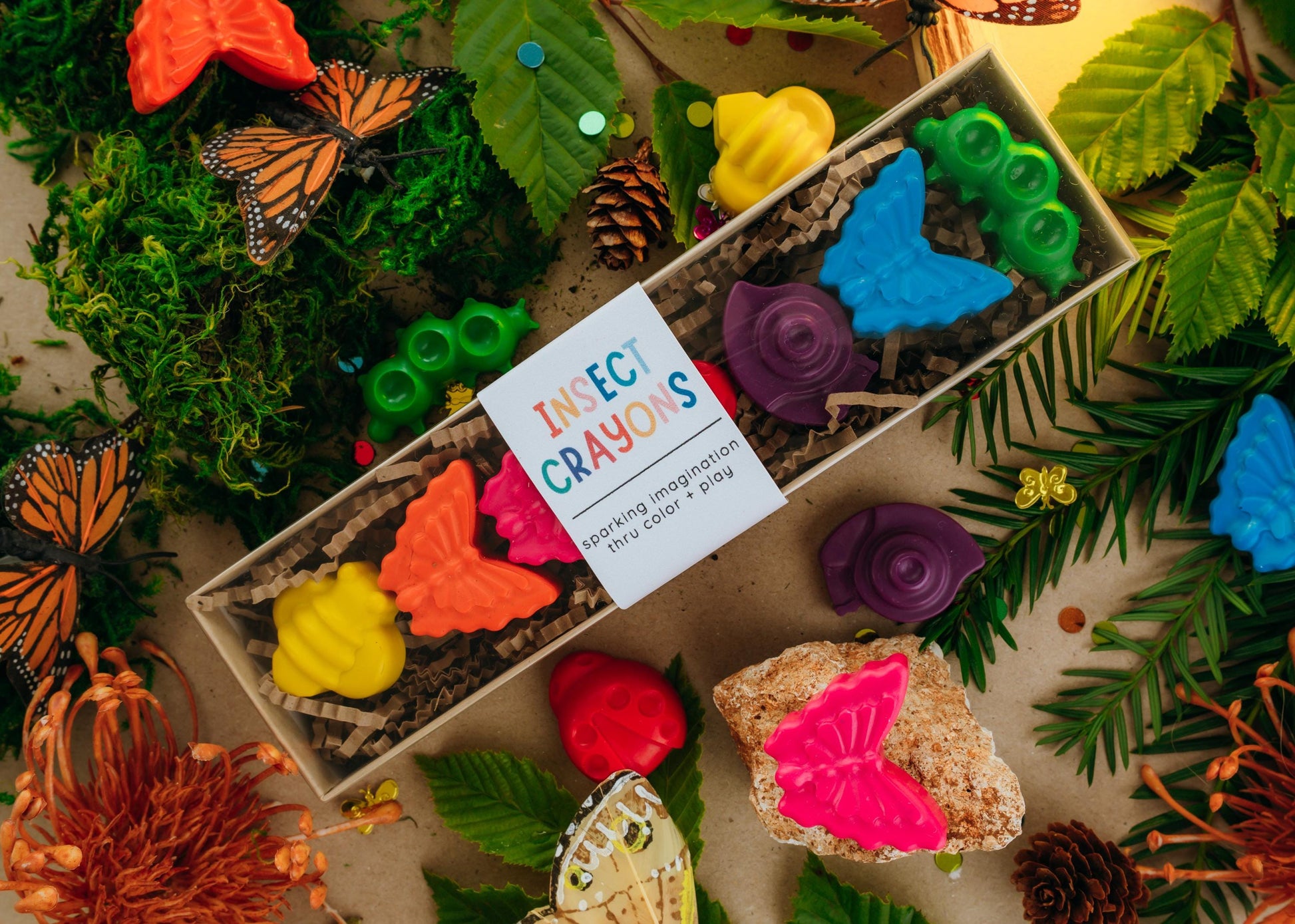 Handmade Insect Shaped Crayons Bug Theme Party Favors Kids Birthday Gift Set Butterfly Caterpillar Bee Design Creative Coloring Tools Educational Art Supplies Toddler Preschool Activities Screen Free Play Imagination Building Nature