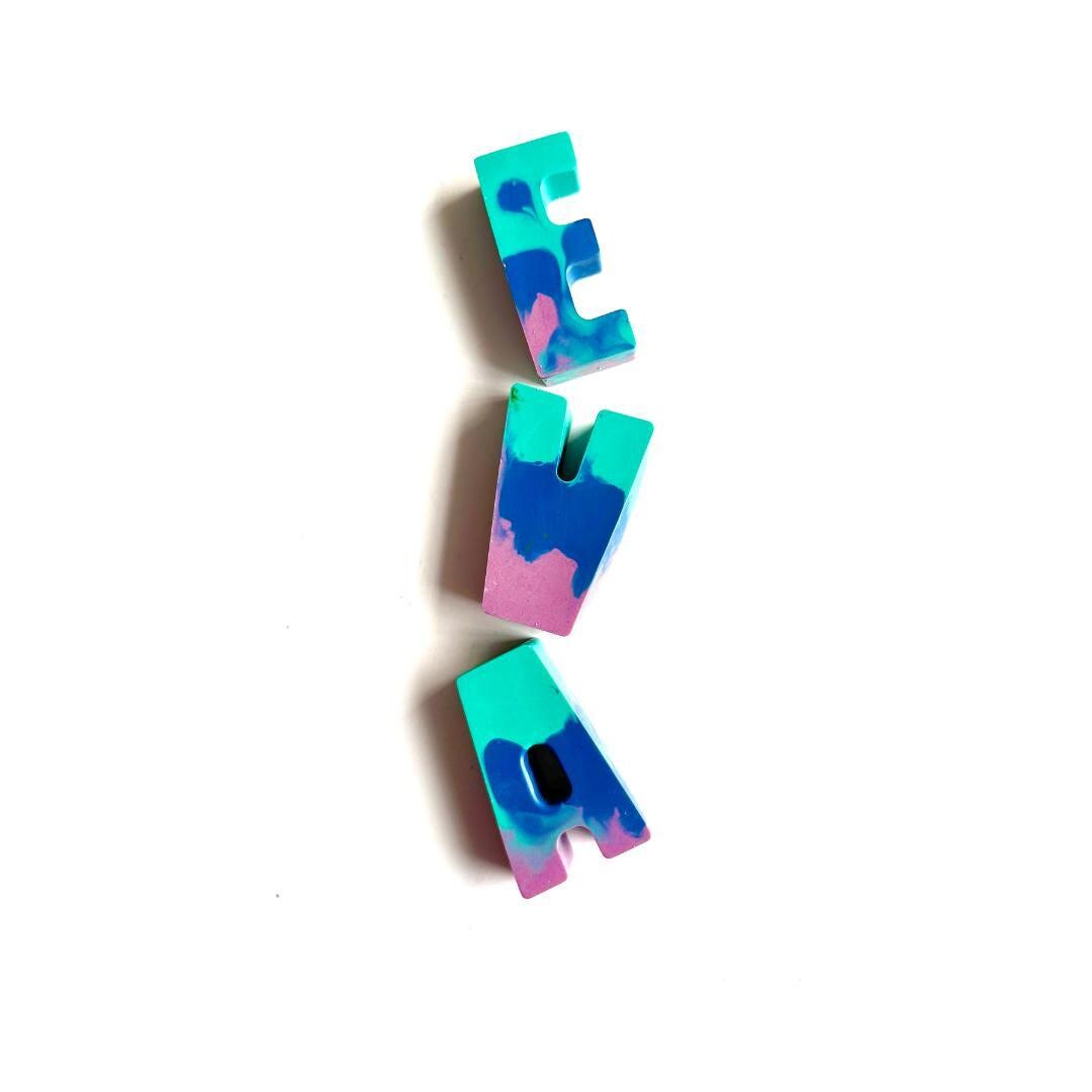 Personalized Name Crayon – Handmade Letter Toy for Toddler Learning