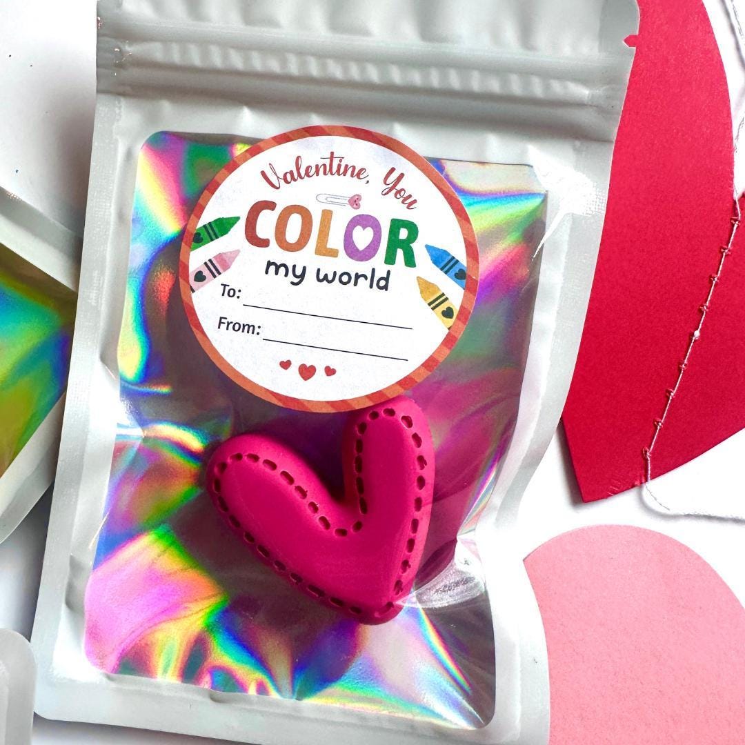 Custom Crayon Party Favor Valentine Classroom Exchange Gift Non Candy Student Treat Handmade Novelty Shaped Design Ready To Give Party Bag Allergy Friendly Classroom Handout Perfect Valentine Celebration Kids Creative Keepsake Colorful