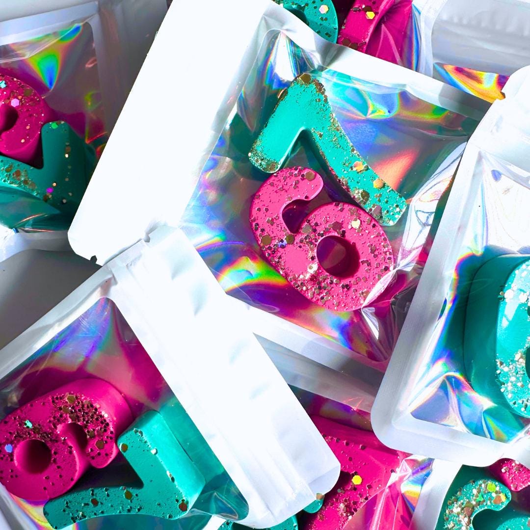 Kids Party Favor Set Handmade Crayon Collection Non Candy Classroom Treat Bulk Birthday Gift Custom Color Design Goodie Bag Filler Student Reward Individually Packaged Holographic Bag Safe Non Toxic Preschool Elementary Creative Activity