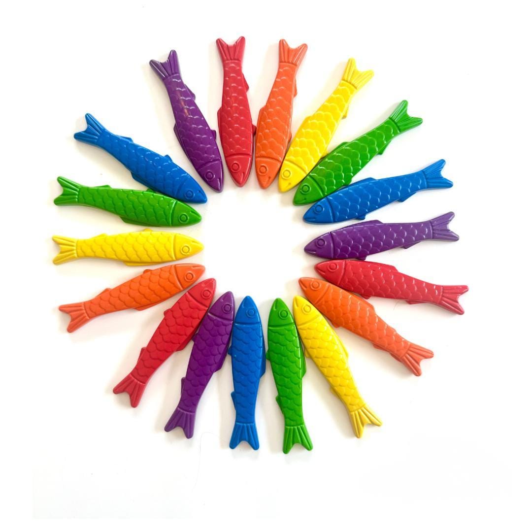 Fish Shaped Crayon Set Rainbow Color Collection Nontoxic Toddler Art Supply Perfect Fishing Party Favor Kids Birthday Gift Ocean Theme Novelty Crayon Handmade Safe Coloring Tool Six Piece Set Screen Free Activity Educational Play Tool Fine