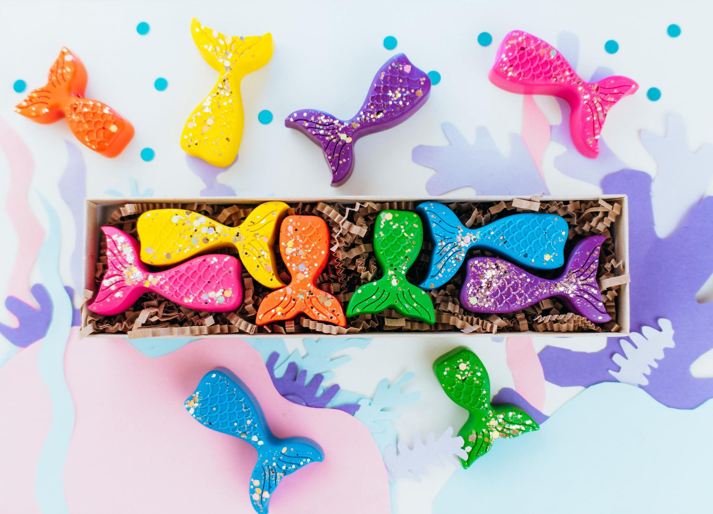 Mermaid Party Favor – Glitter Crayon Set for Ocean Birthday Gifts