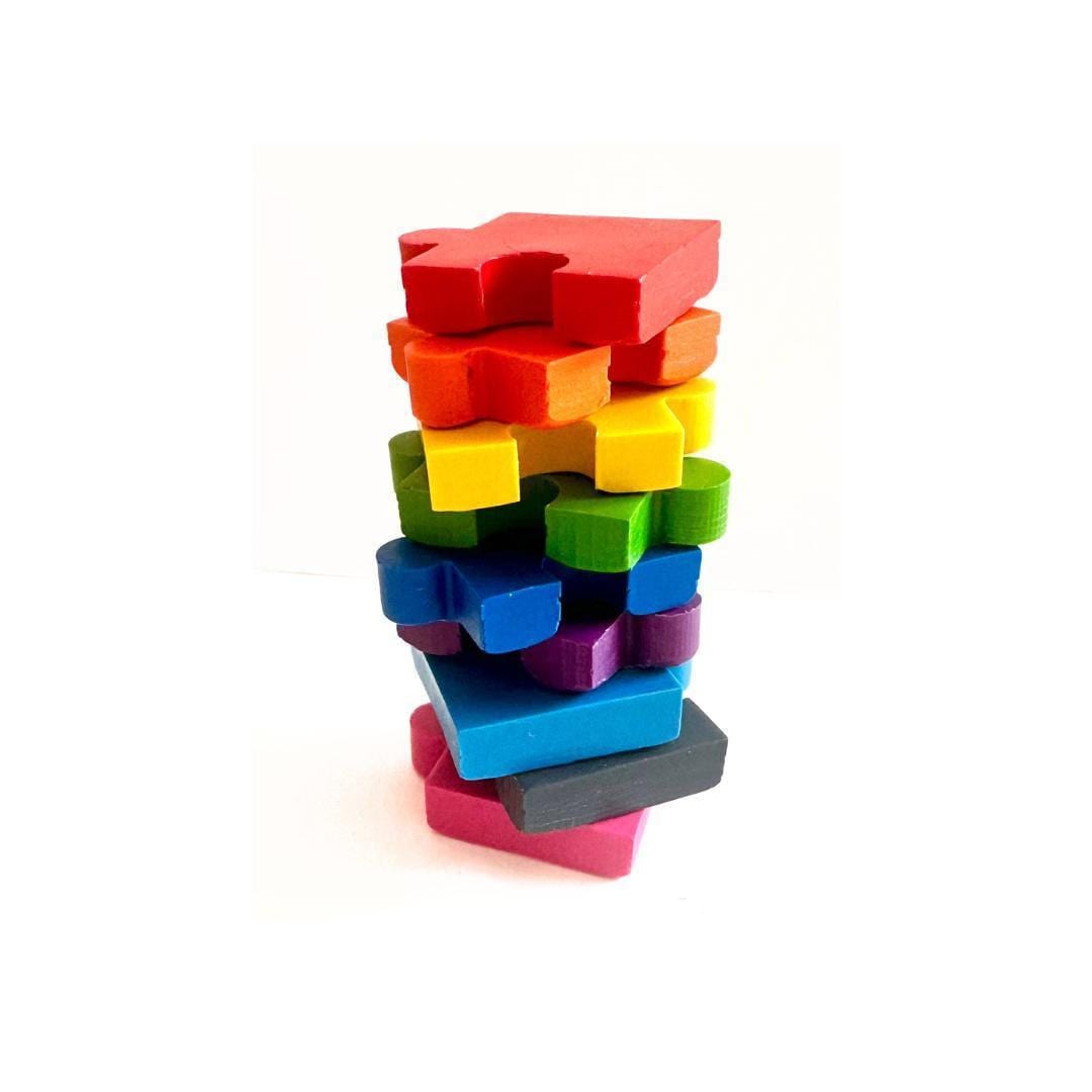 Puzzle Shape Crayon Set – Rainbow Sensory Toy for Autism Therapy