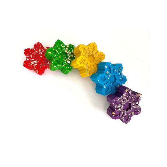 Winter Themed Crayons Snowflake Design Collection Sparkly Glitter Accents Seasonal Activities Holiday Coloring Fun Kids Craft Supplies Party Favor Set Festive Gift Ideas Creative Play Time Handmade Quality Construction Toddler Art