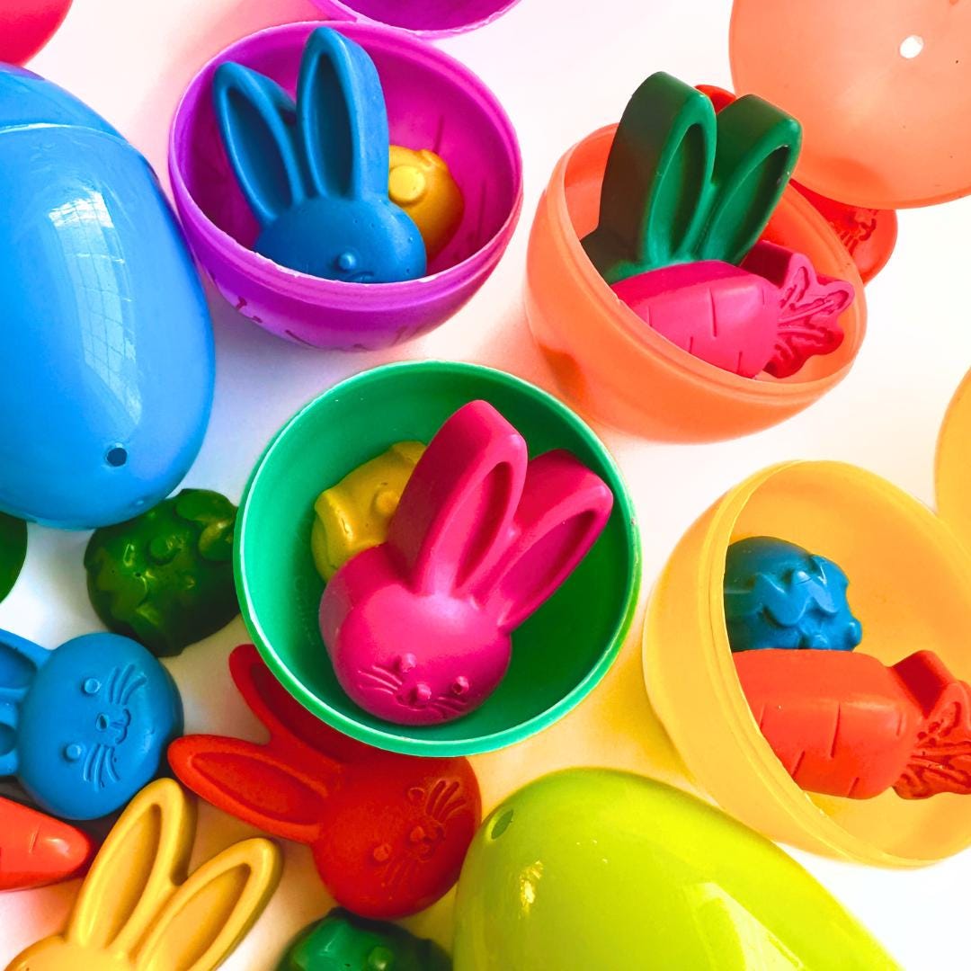 Handmade Easter Crayon Set Non Candy Basket Filler Toddler Gift Egg Shaped Bunny Shaped Carrot Shaped Crayons Sugar Free Alternative Spring Celebration Party Favor Preschool Activity Supply Colorful Egg Hunt Prize Kids Coloring Gift Fits
