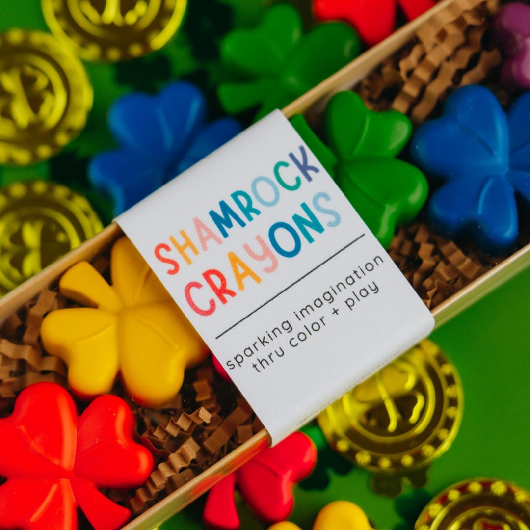 Classroom Treats Small Gifts Shamrock Shaped Crayons Rainbow Colored Art Supplies Kids St Patrick Day Activities Hand Poured Festive Tools Children Irish Themed Celebration March Holiday Classroom Supplies Goodie Bag Stuffers Lucky Charm