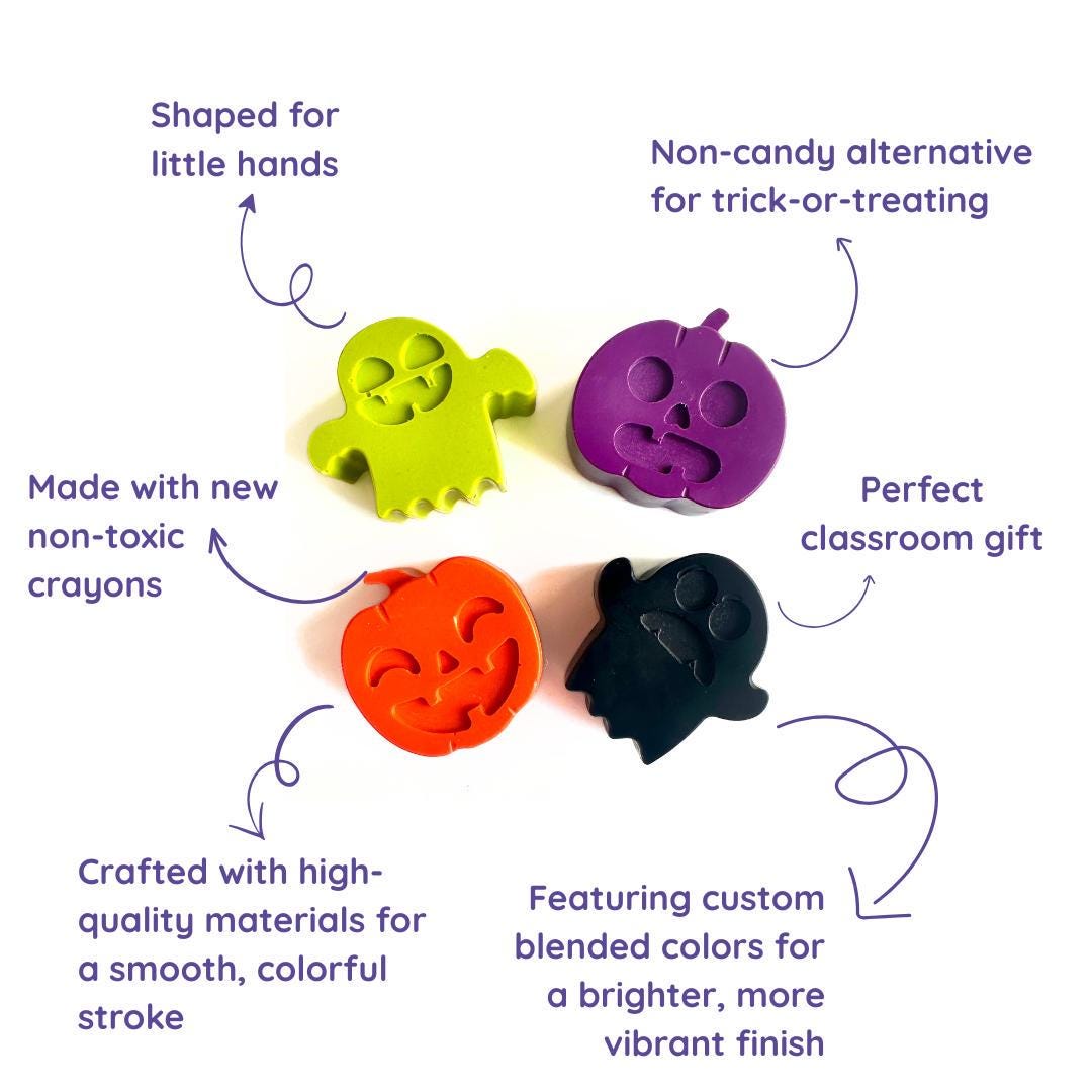 Trick Or Treat Handouts Non Candy Kids Halloween Crayons Handmade Pumpkin Ghost Shape Party Favors Bulk Classroom Treats October Celebration Supply Creative Coloring Gift Novelty Prize Set Festive Seasonal Fun Fall Festival Activity Goodie
