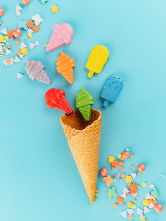 Ice Cream Shaped Crayons Birthday Party Favor Kids Coloring Activities Popsicle Design Art Supplies Creative Play Tools Toddler Friendly Non Toxic Materials Vibrant Colors Summer Celebration Gifts Novelty Party Supplies Goodie Bag Fillers