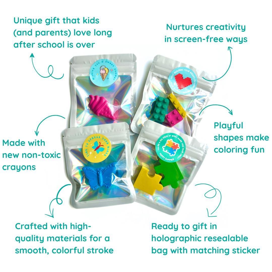 Student Graduation Present End Of School Year Gift Handmade Shaped Crayon Set Teacher Classroom Bulk Gifts Kindergarten Celebration Creative Activity Supplies Summer Send Off Present Colorful Art Toys Ready To Gift Sets Fun Educational