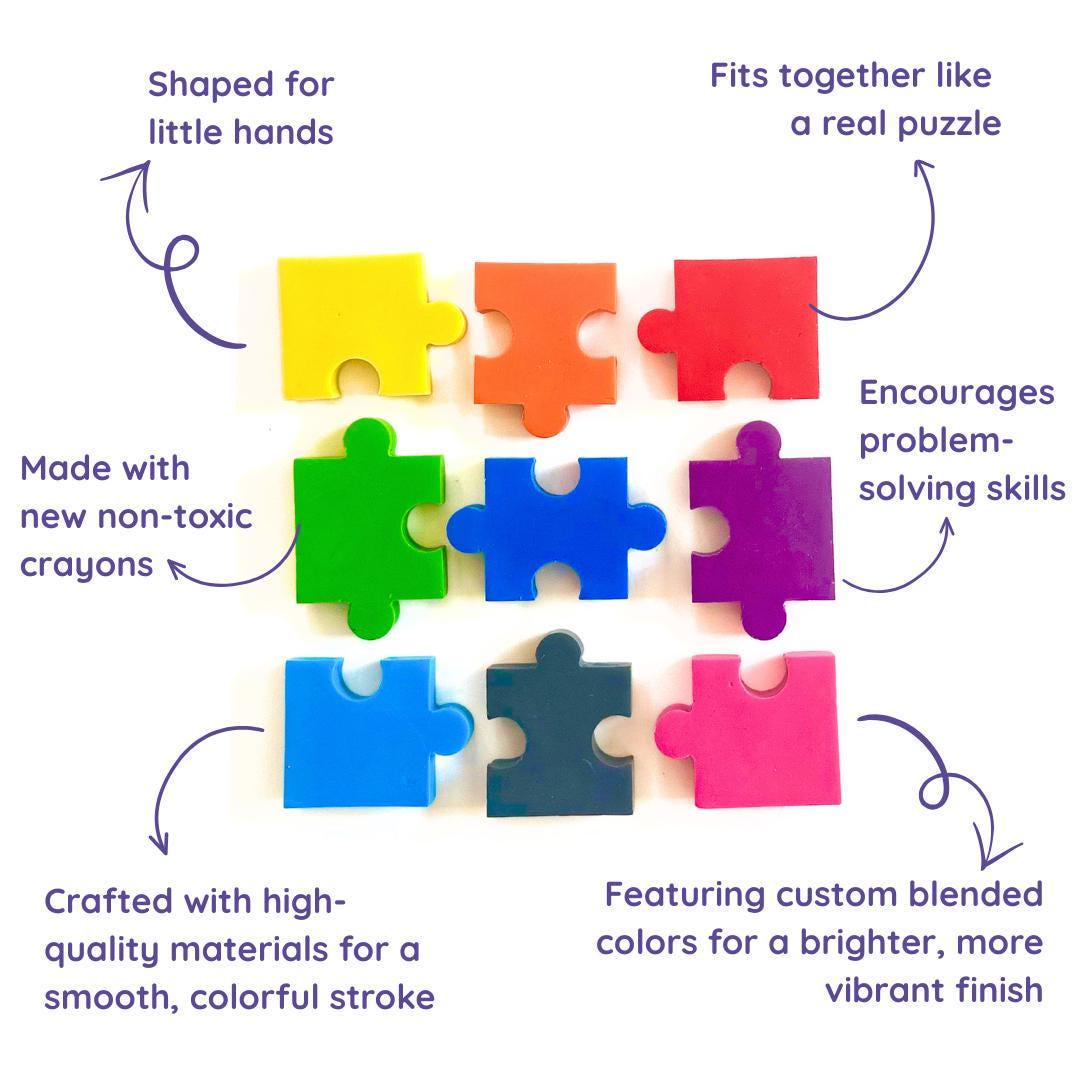Puzzle Shape Crayon Set – Rainbow Sensory Toy for Autism Therapy