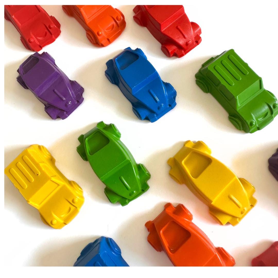 Car Shaped Crayons Perfect Race Car Party Favors For Kids Birthday Celebration Vehicle Design Rainbow Colors Non Toxic Wax Hand Poured Small Batch Toddler Art Supplies Creative Play Tools Goody Bag Fillers Preschool Classroom Rewards Fun