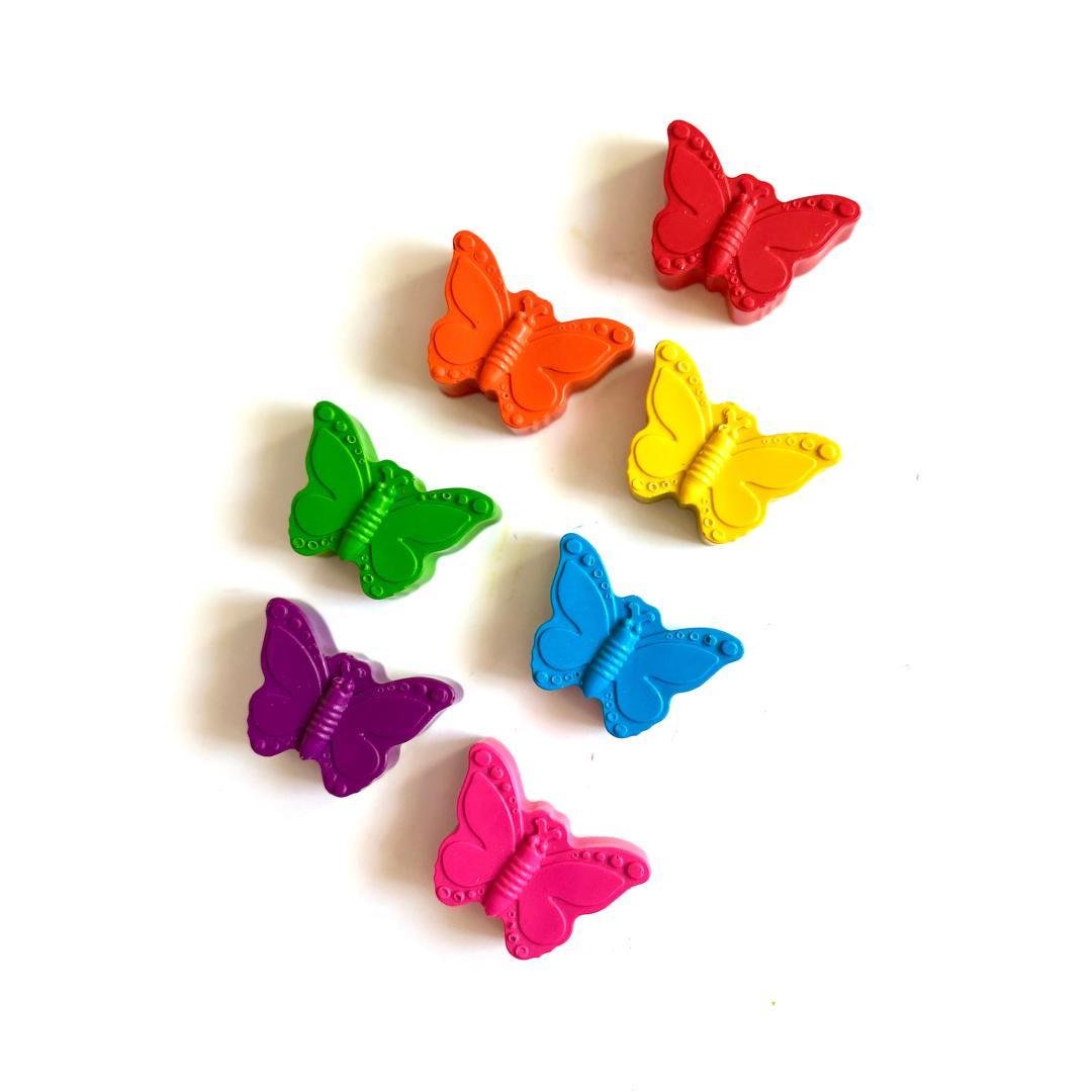 Butterfly Shaped Crayon Party Favor Rainbow Colored Set Kids Birthday Gift Small Hands Easy Grip Design Toddler Art Supply Creative Activity Screen Free Fun Coloring Book Essential Classroom Reward Flower Girl Present Spring Celebration